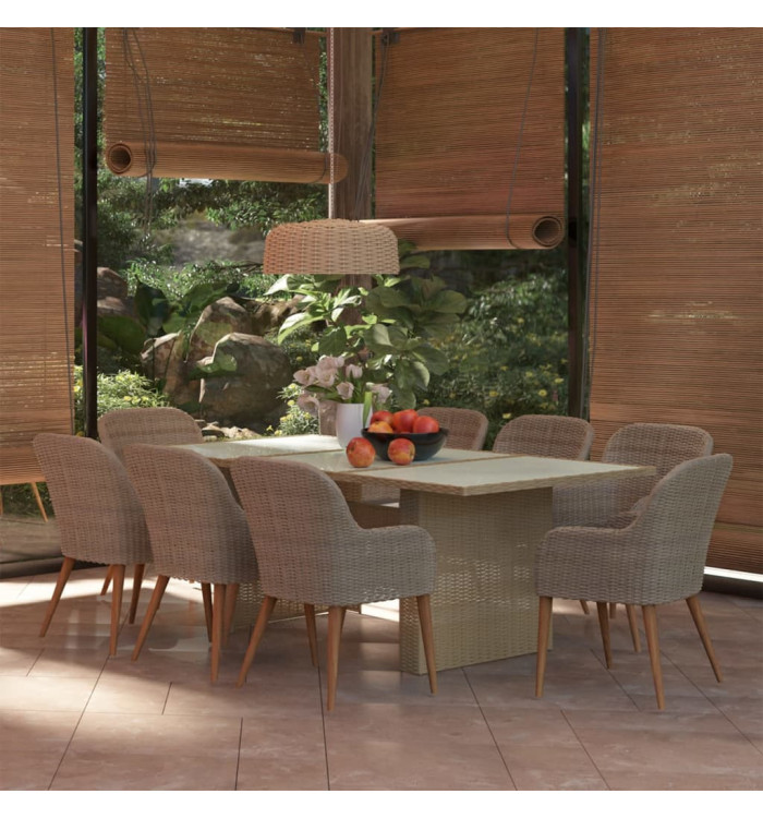 Ensemble à manger de jardin 9 pcs Résine tressée Marron | Mobilier & Déco