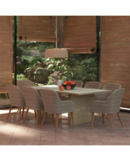 Ensemble à manger de jardin 9 pcs Résine tressée Marron | Mobilier & Déco