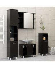 Ensemble de meubles de salle de bain 4 pcs Noir Aggloméré | Mobilier & Déco
