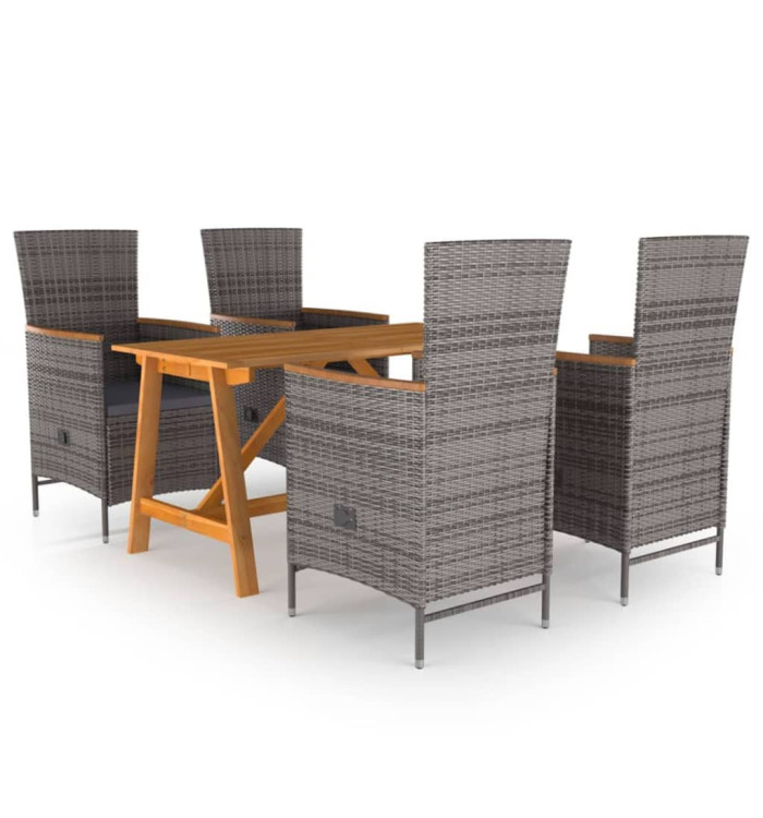 Ensemble à manger de jardin 5 pcs Gris | Mobilier & Déco