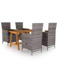Ensemble à manger de jardin 5 pcs Gris | Mobilier & Déco