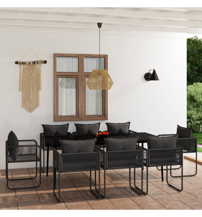 Ensemble à manger de jardin 9 pcs Noir | Mobilier & Déco