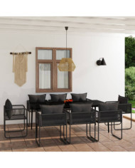 Ensemble à manger de jardin 9 pcs Noir | Mobilier & Déco