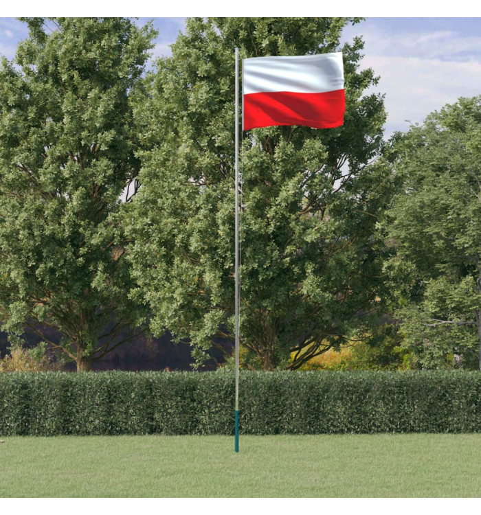 Drapeau de la Pologne et mât 6,23 m Aluminium | Mobilier & Déco