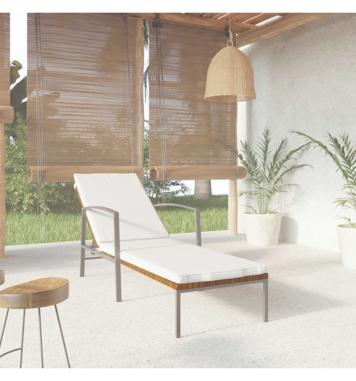 Chaise longue de jardin avec coussin résine tressée marron | Mobilier & Déco
