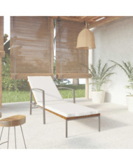 Chaise longue de jardin avec coussin résine tressée marron | Mobilier & Déco