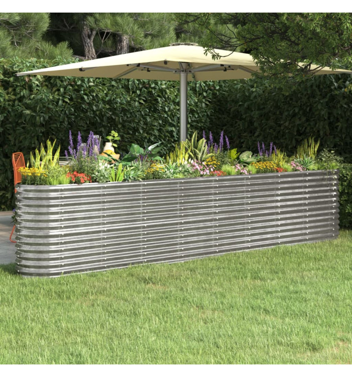 Lit surélevé de jardin Acier enduit de poudre Argenté | Mobilier & Déco