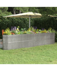 Lit surélevé de jardin Acier enduit de poudre Argenté | Mobilier & Déco