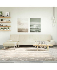 Canapé-lit en forme de L crème 255x140x70 cm similicuir | Mobilier & Déco