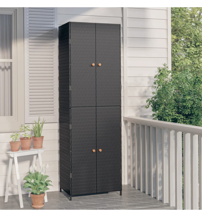 Armoire de rangement de jardin Noir 59x40x180 cm Résine tressée | Mobilier & Déco