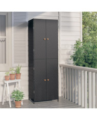 Armoire de rangement de jardin Noir 59x40x180 cm Résine tressée | Mobilier & Déco