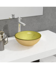 Lavabo Verre trempé 30x12 cm Doré | Mobilier & Déco