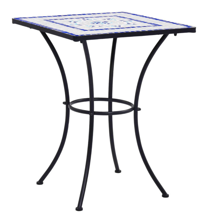 Table de bistro mosaïque Bleu et blanc 60 cm Céramique | Mobilier & Déco
