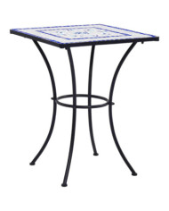 Table de bistro mosaïque Bleu et blanc 60 cm Céramique | Mobilier & Déco