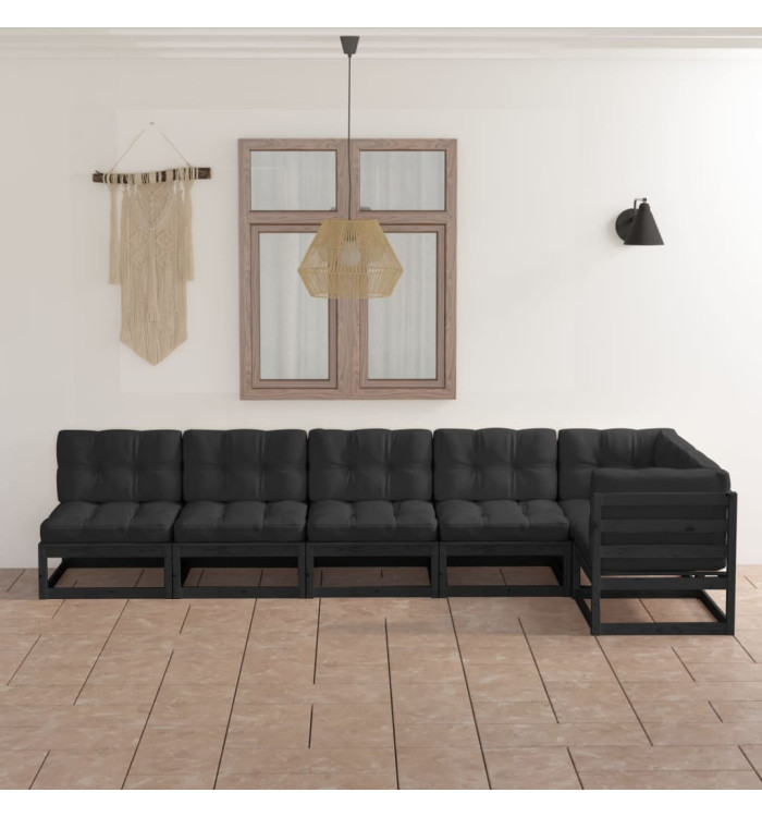 Salon de jardin 6 pcs avec coussins Bois de pin massif | Mobilier & Déco