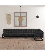 Salon de jardin 6 pcs avec coussins Bois de pin massif | Mobilier & Déco