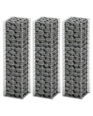 Jeu de panier de gabion 3 pcs Fil galvanisé 25x25x100 cm | Mobilier & Déco