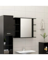 Armoire à miroir de salle de bain Noir Bois d’ingénierie | Mobilier & Déco