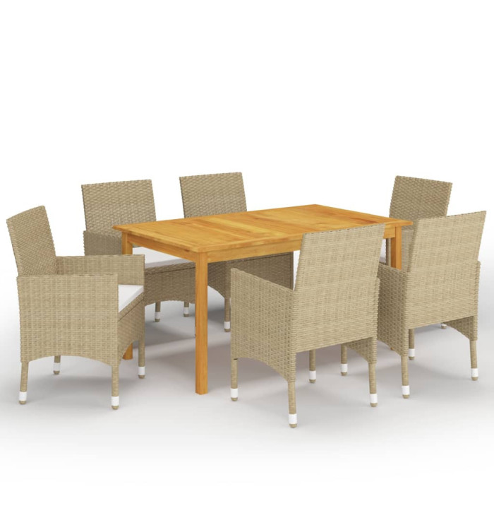 Ensemble à manger de jardin 7 pcs Beige | Mobilier & Déco