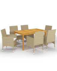 Ensemble à manger de jardin 7 pcs Beige | Mobilier & Déco