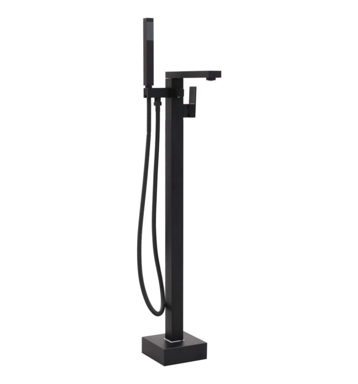 Robinet de baignoire sur pied Noir Acier inoxydable 90 cm | Mobilier & Déco