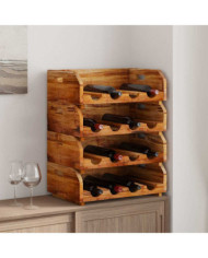 Casiers à bouteilles 4pcs de 16 bouteilles bois d'acajou massif | Mobilier & Déco