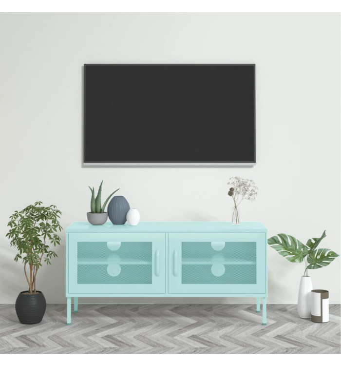 Meuble TV Vert menthe 105x35x50 cm Acier | Mobilier & Déco
