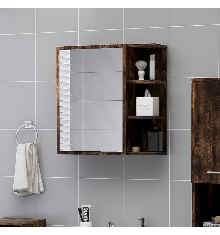 Armoire à miroir de salle de bain Chêne fumé 62,5x20,5x64 cm | Mobilier & Déco