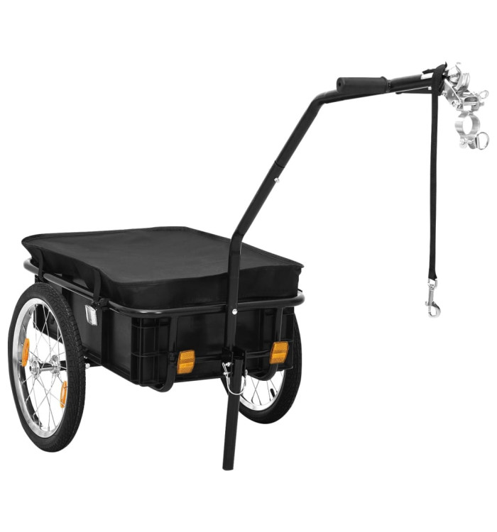 Remorque de vélo/chariot à main 155x60x83 cm acier noir | Mobilier & Déco