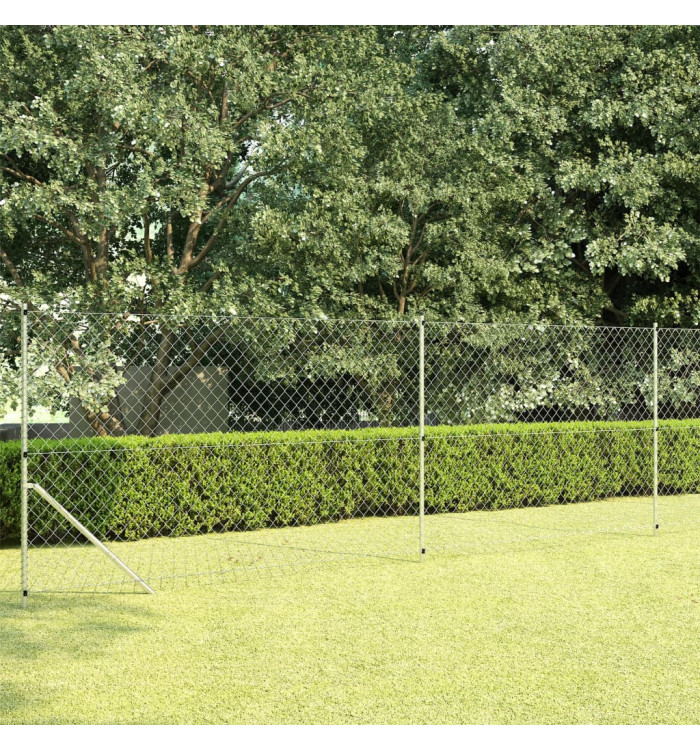 Clôture à mailles avec poteaux Acier galvanisé 15x1,5 m Argenté | Mobilier & Déco