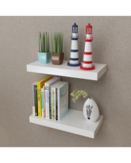2 Étagères murales MDF Blanc Rangement de livres/DVD | Mobilier & Déco