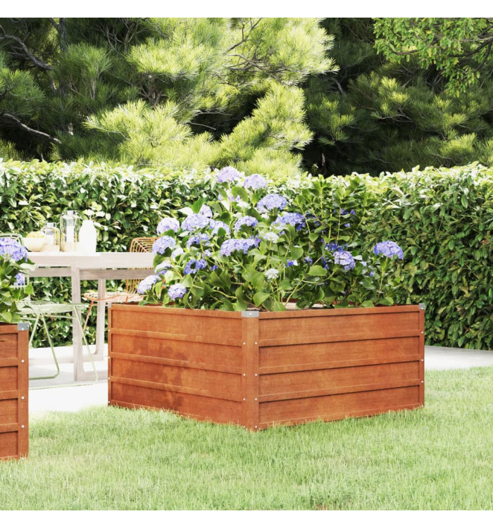Lit surélevé de jardin rouillé 100x100x45 cm acier corten | Mobilier & Déco