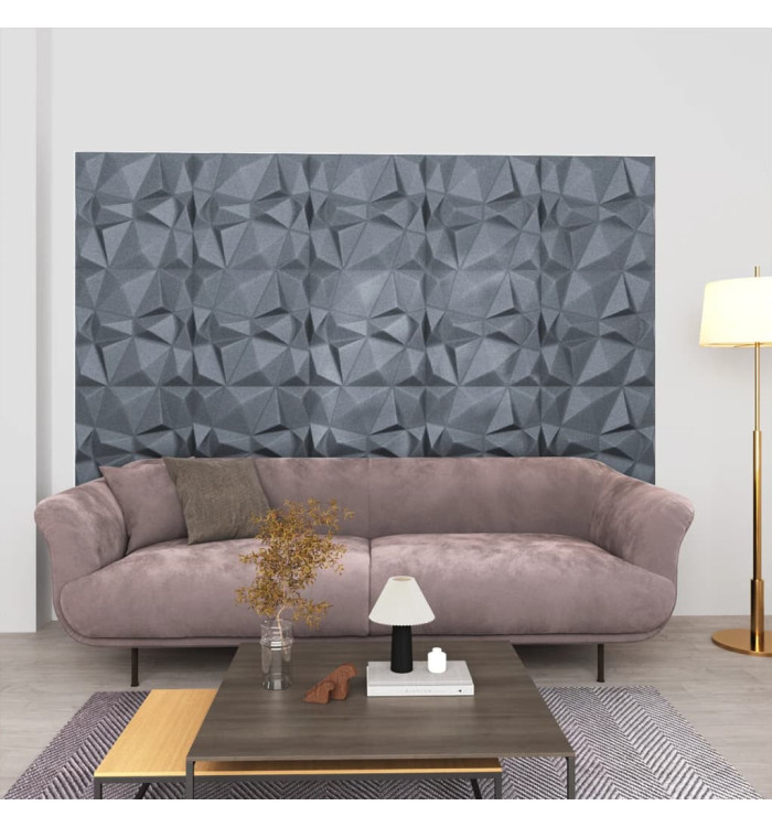 Panneaux muraux 3D 24 pcs 50x50 cm gris diamant 6 m² | Mobilier & Déco