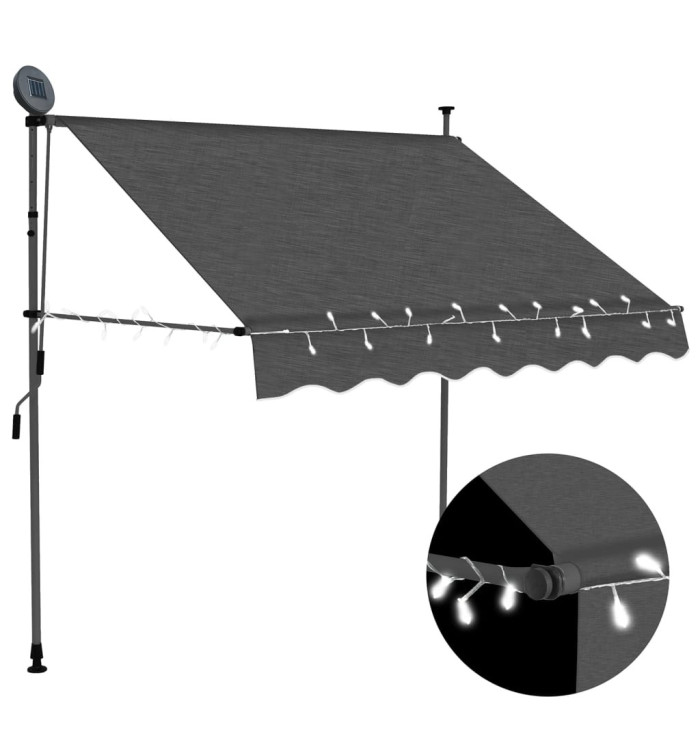 Auvent manuel rétractable avec LED 150 cm Anthracite | Mobilier & Déco