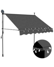 Auvent manuel rétractable avec LED 150 cm Anthracite | Mobilier & Déco