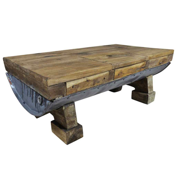 Table basse bois de récupération mélangé 90x50x35 cm | Mobilier & Déco