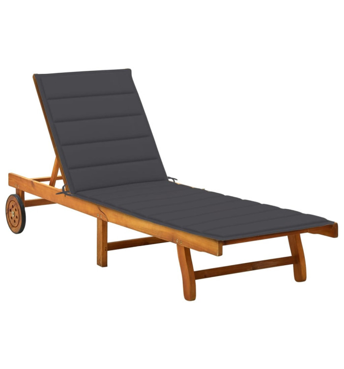 Chaise longue de jardin avec coussin Bois d'acacia solide | Mobilier & Déco