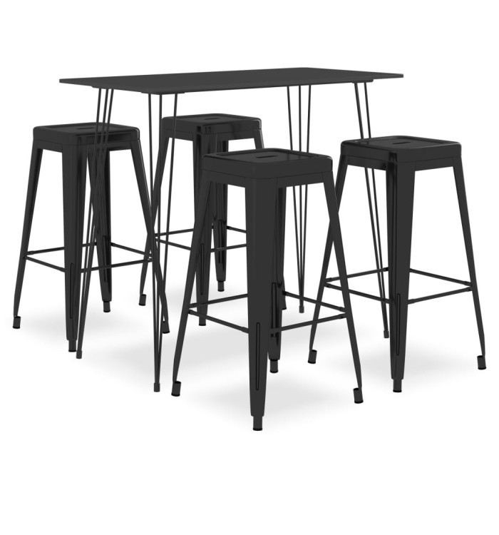 Ensemble de bar 5 pcs Noir | Mobilier & Déco