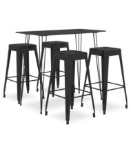 Ensemble de bar 5 pcs Noir | Mobilier & Déco