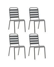 Chaises d'extérieur lot de 4 Design à lattes Acier Gris foncé | Mobilier & Déco