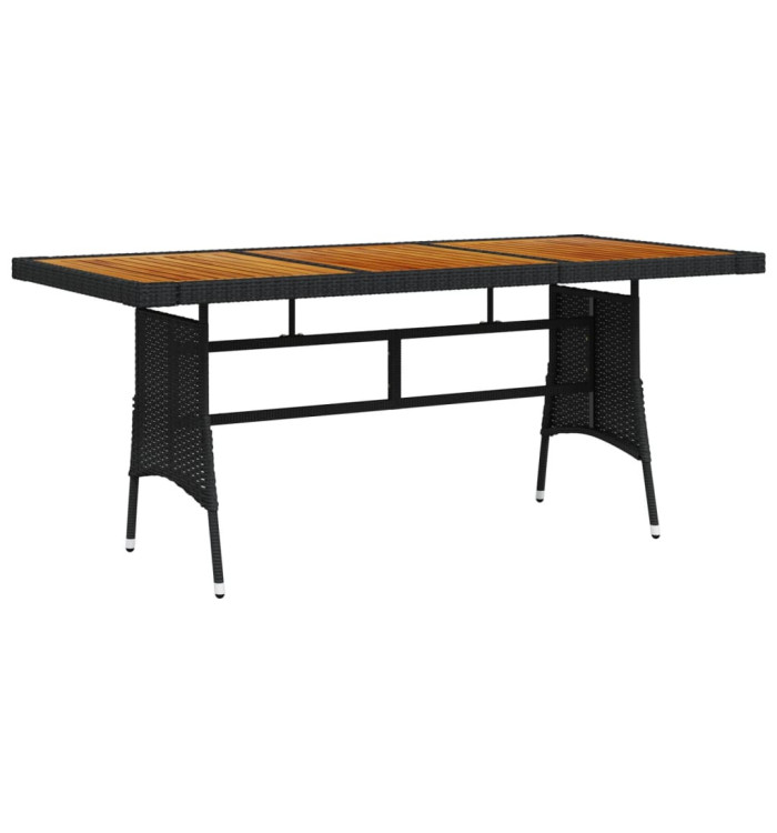 Table de jardin Noir 160x70x72 cm Résine tressée et acacia | Mobilier & Déco