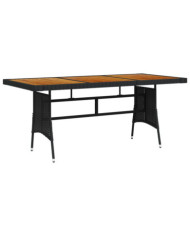 Table de jardin Noir 160x70x72 cm Résine tressée et acacia | Mobilier & Déco