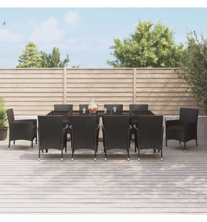 Ensemble à manger de jardin 11 pcs coussins noir résine tressée | Mobilier & Déco