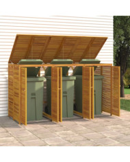 Abri à poubelle triple 210x89x117 cm bois massif d'acacia | Mobilier & Déco