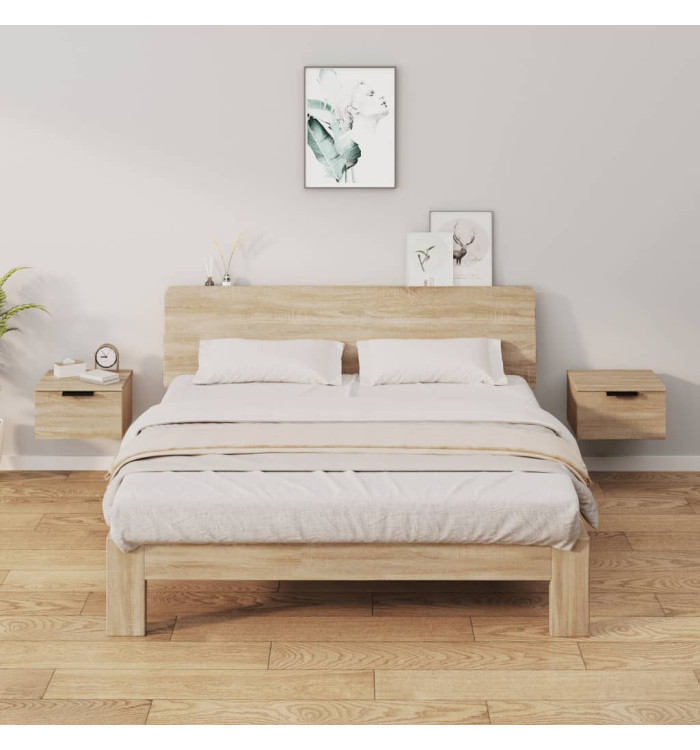 Tables de chevet murales 2 pcs Chêne sonoma 34x30x20 cm | Mobilier & Déco