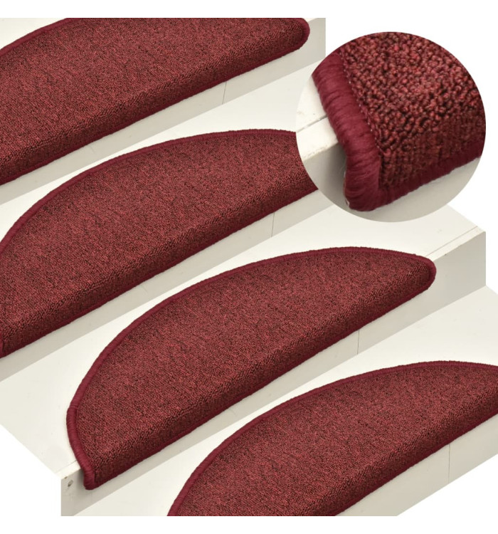 Tapis de marches d'escalier 15 pcs Rouge 56x17x3 cm | Mobilier & Déco