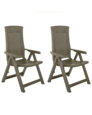 Chaises inclinables de jardin lot de 2 Plastique Moka | Mobilier & Déco