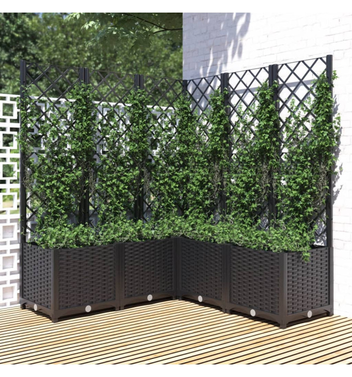 Jardinière avec treillis Noir 120x120x136 cm PP | Mobilier & Déco