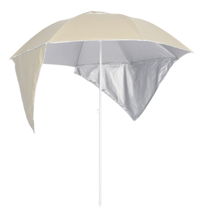Parasol de plage avec parois latérales sable 215 cm | Mobilier & Déco