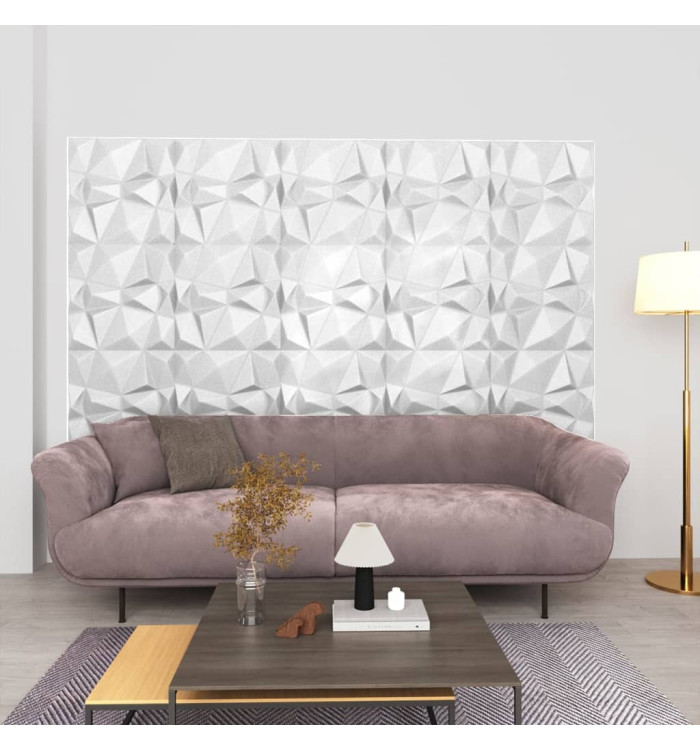 Panneaux muraux 3D 48 pcs 50x50 cm blanc diamant 12 m² | Mobilier & Déco